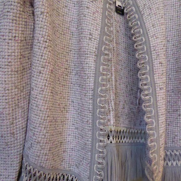 Nic & Zoe Fringe Short Women Open Front Dress Sweater Cardigan Jacket US Size S - Picture 4 of 16